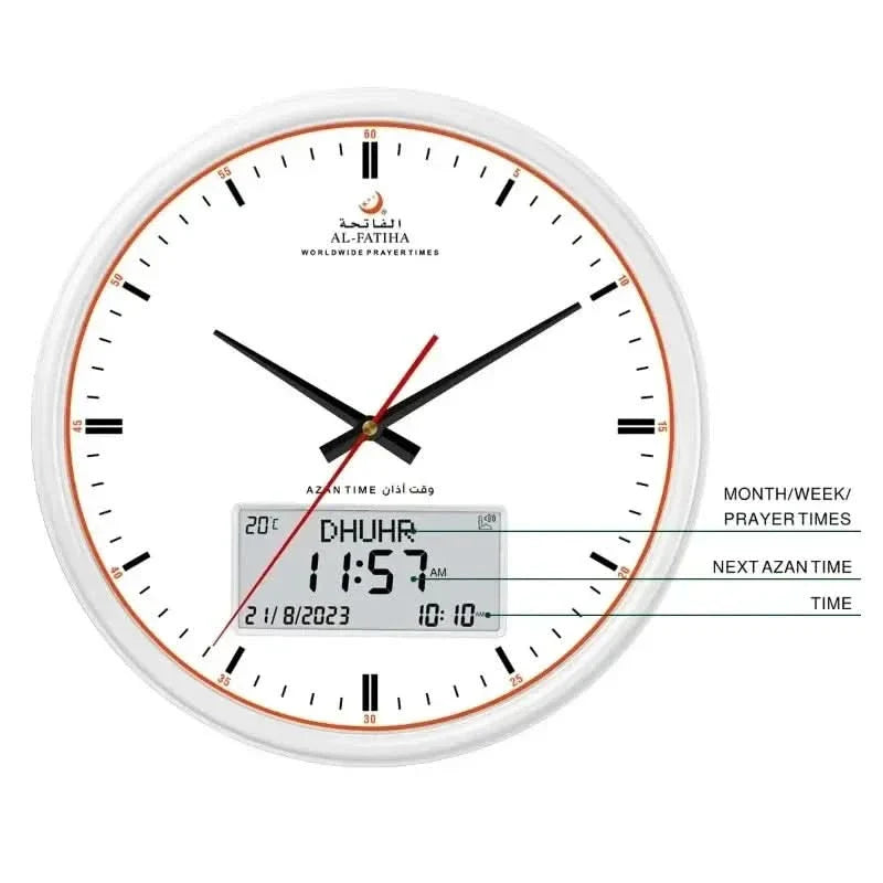 Lisslune | PrayTime Smart Wall Clock – Azan & Hijri Calendar with Dual Display