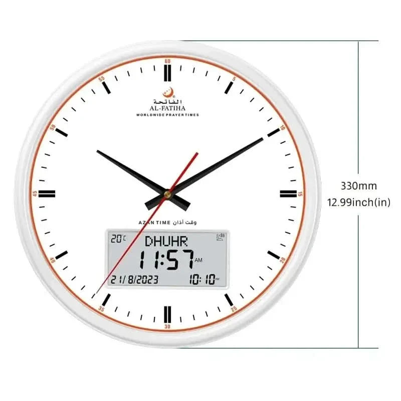 Lisslune | PrayTime Smart Wall Clock – Azan & Hijri Calendar with Dual Display