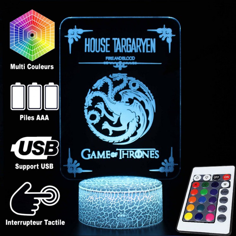 Lisslune | 3D Lamp Game Of Thrones House Targaryen