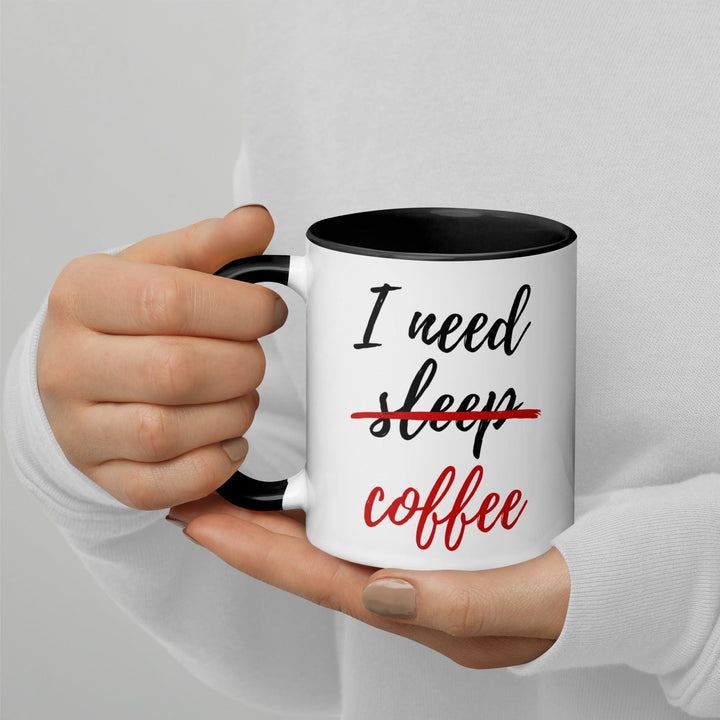 Lisslune | I Need Coffee not Sleep Mug with Colored Interior