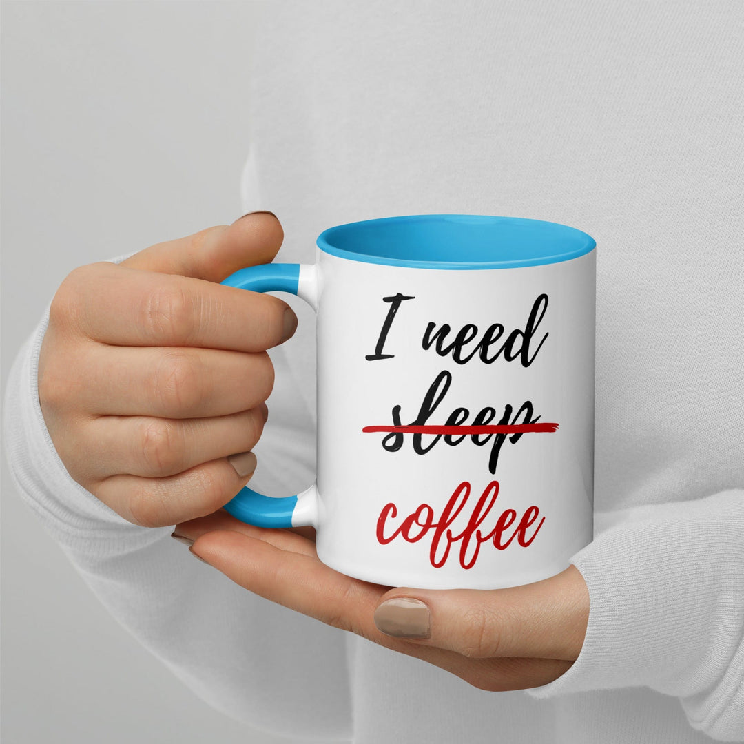 Lisslune | I Need Coffee not Sleep Mug with Colored Interior
