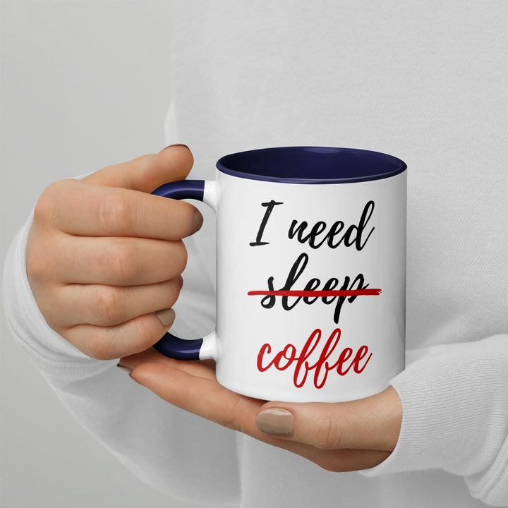 Lisslune | I Need Coffee not Sleep Mug with Colored Interior