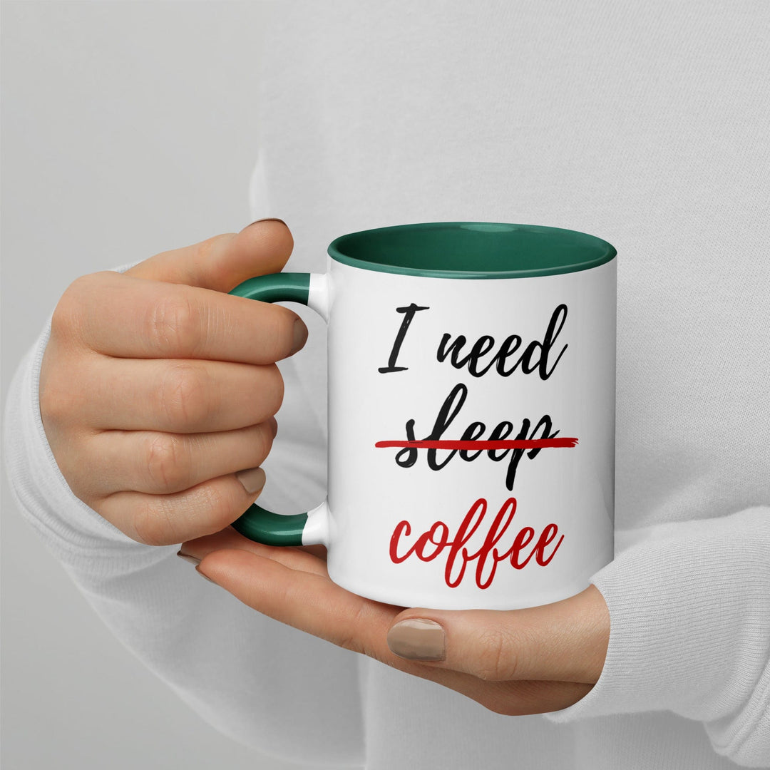 Lisslune | I Need Coffee not Sleep Mug with Colored Interior