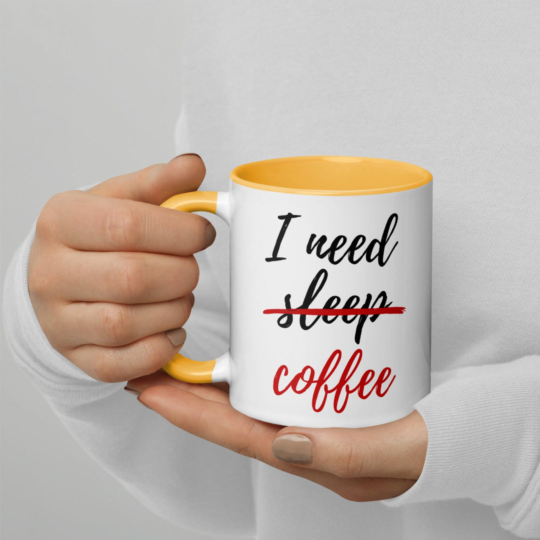 Lisslune | I Need Coffee not Sleep Mug with Colored Interior