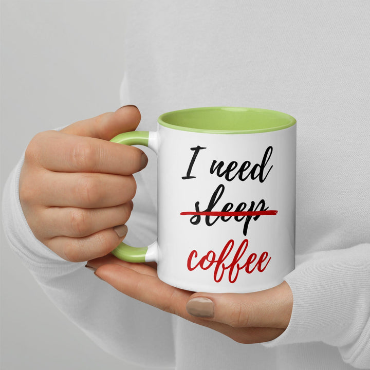 Lisslune | I Need Coffee not Sleep Mug with Colored Interior