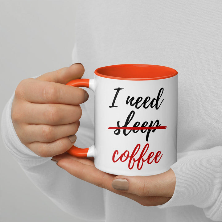 Lisslune | I Need Coffee not Sleep Mug with Colored Interior