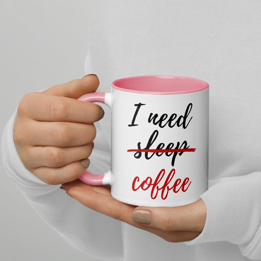 Lisslune | I Need Coffee not Sleep Mug with Colored Interior