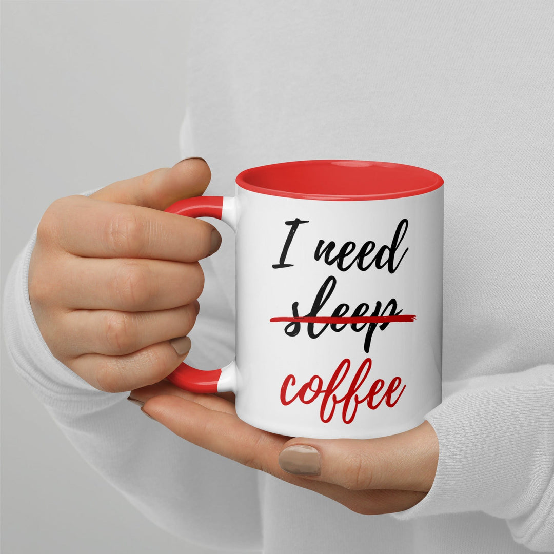 Lisslune | I Need Coffee not Sleep Mug with Colored Interior
