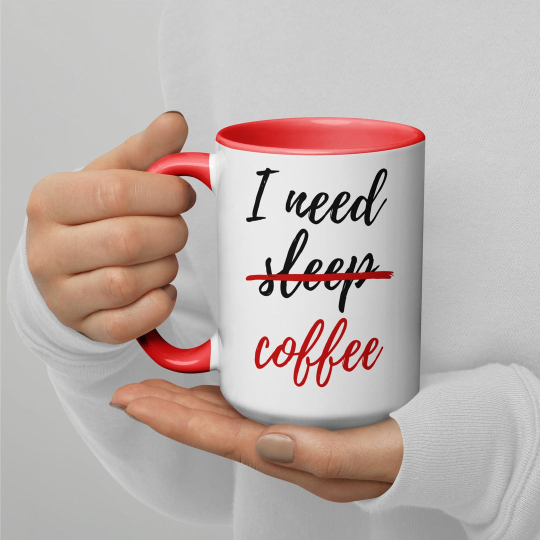 Lisslune | I Need Coffee not Sleep Mug with Colored Interior
