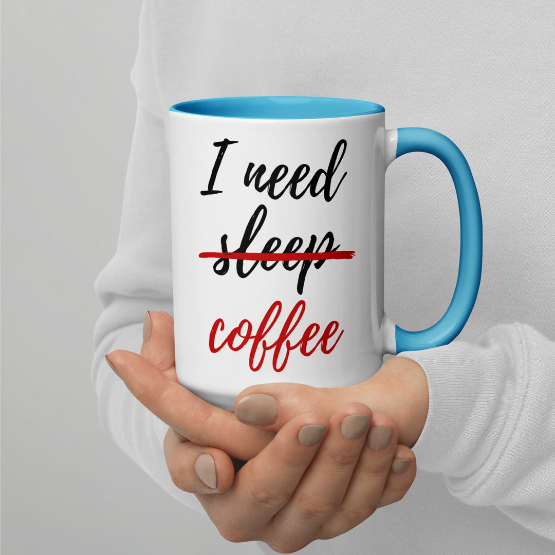 Lisslune | I Need Coffee not Sleep Mug with Colored Interior