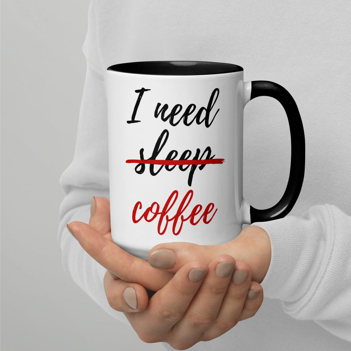 Lisslune | I Need Coffee not Sleep Mug with Colored Interior