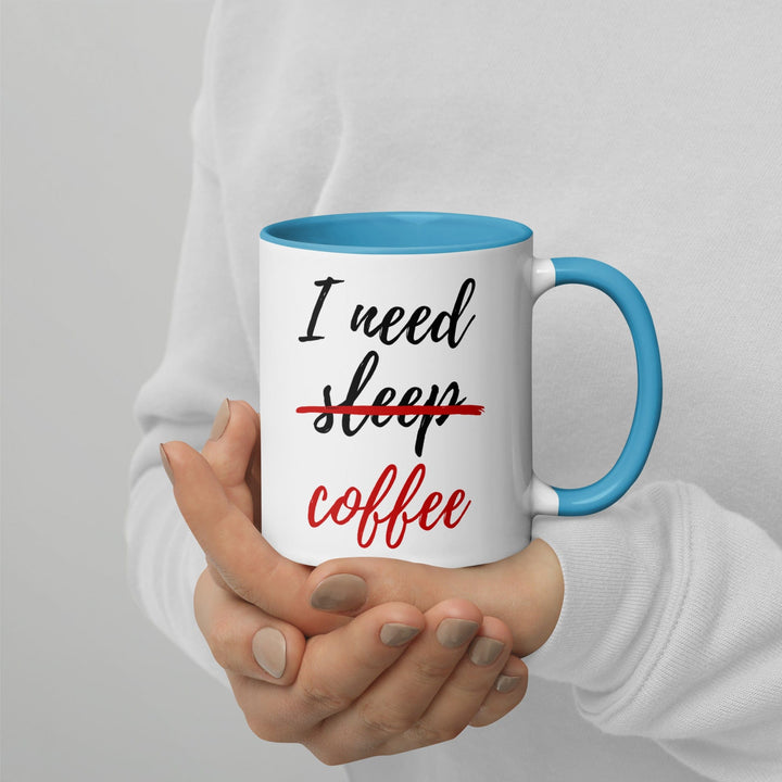 Lisslune | I Need Coffee not Sleep Mug with Colored Interior