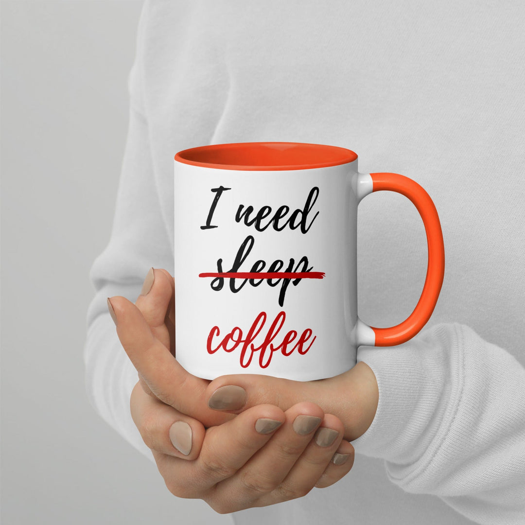 Lisslune | I Need Coffee not Sleep Mug with Colored Interior