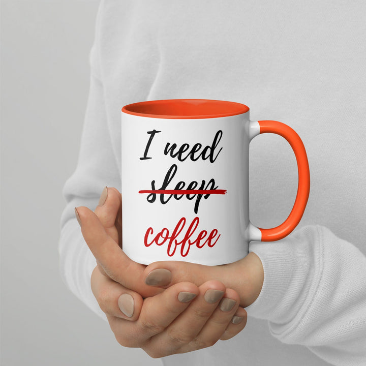 Lisslune | I Need Coffee not Sleep Mug with Colored Interior