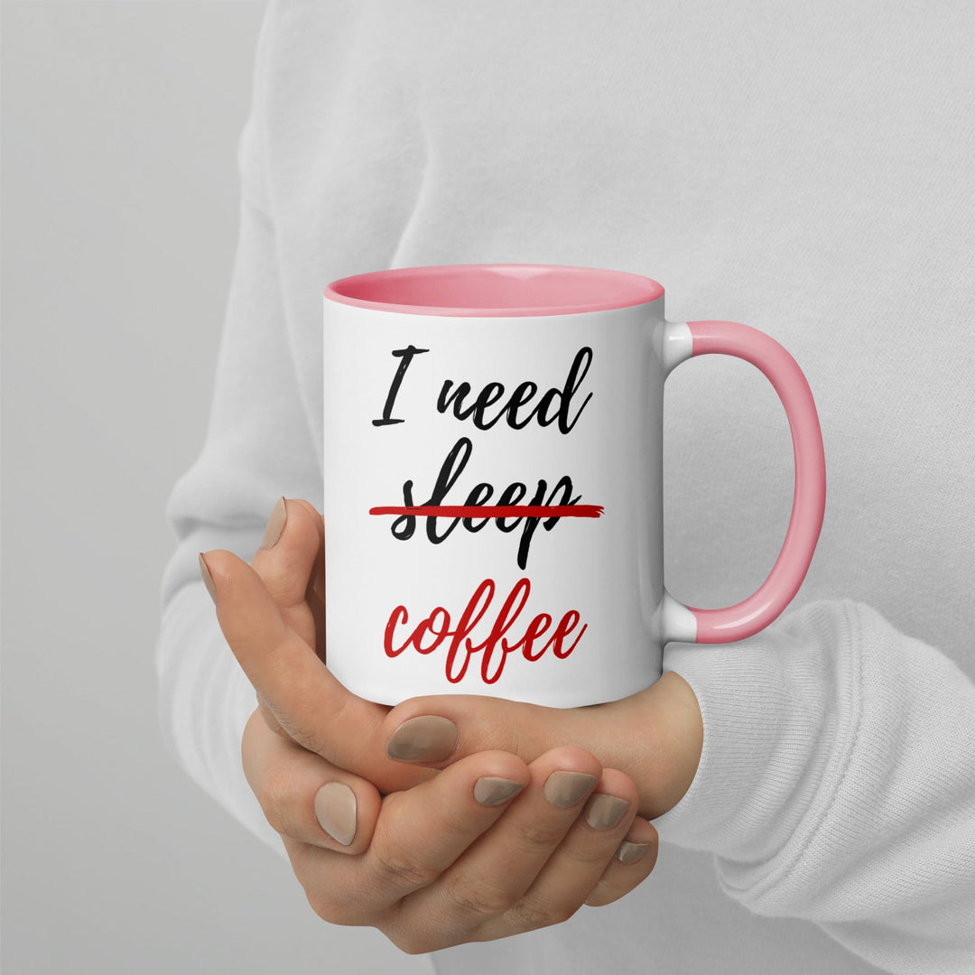 Lisslune | I Need Coffee not Sleep Mug with Colored Interior
