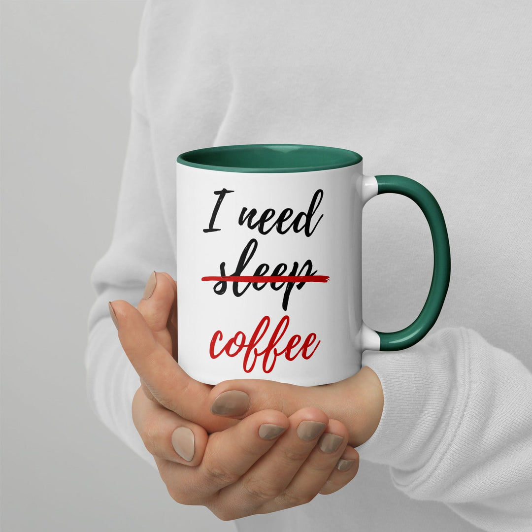 Lisslune | I Need Coffee not Sleep Mug with Colored Interior