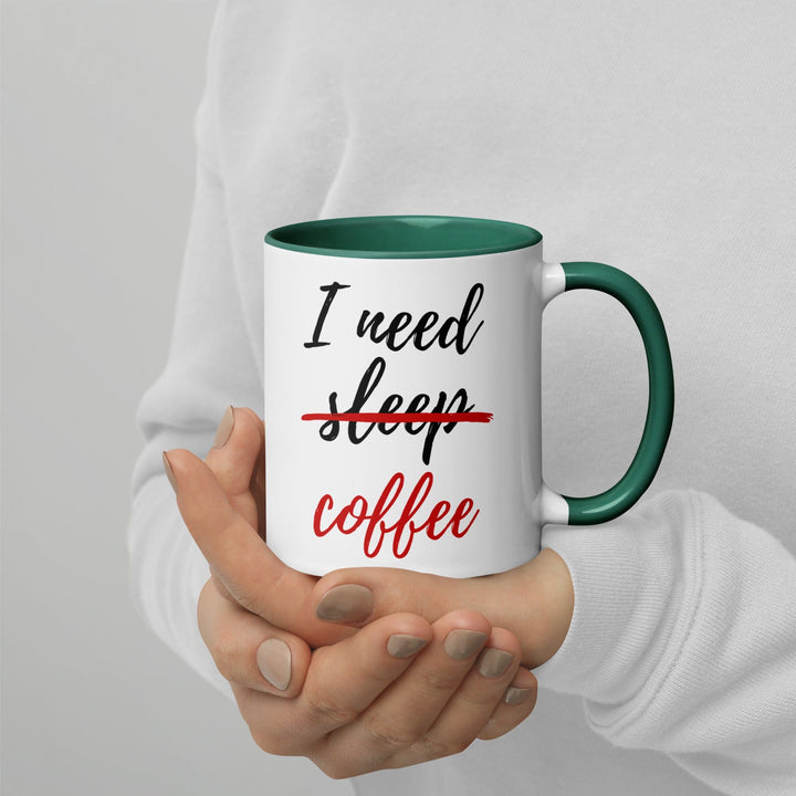 Lisslune | I Need Coffee not Sleep Mug with Colored Interior