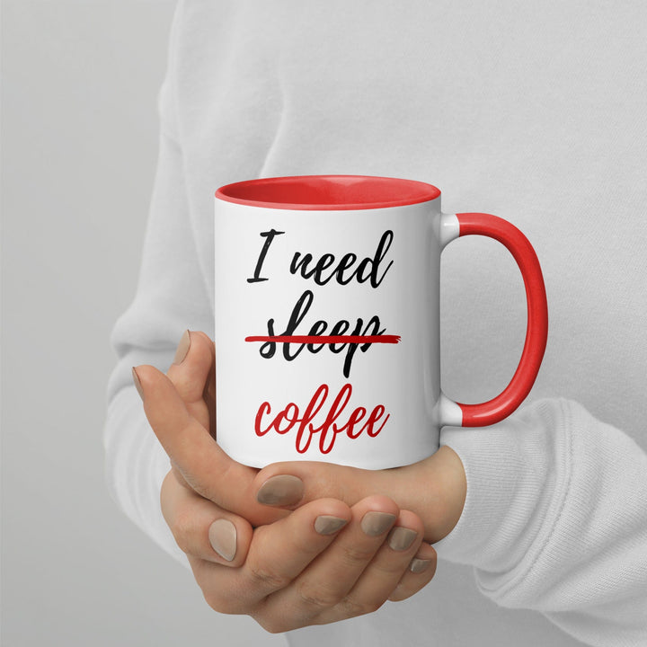 Lisslune | I Need Coffee not Sleep Mug with Colored Interior