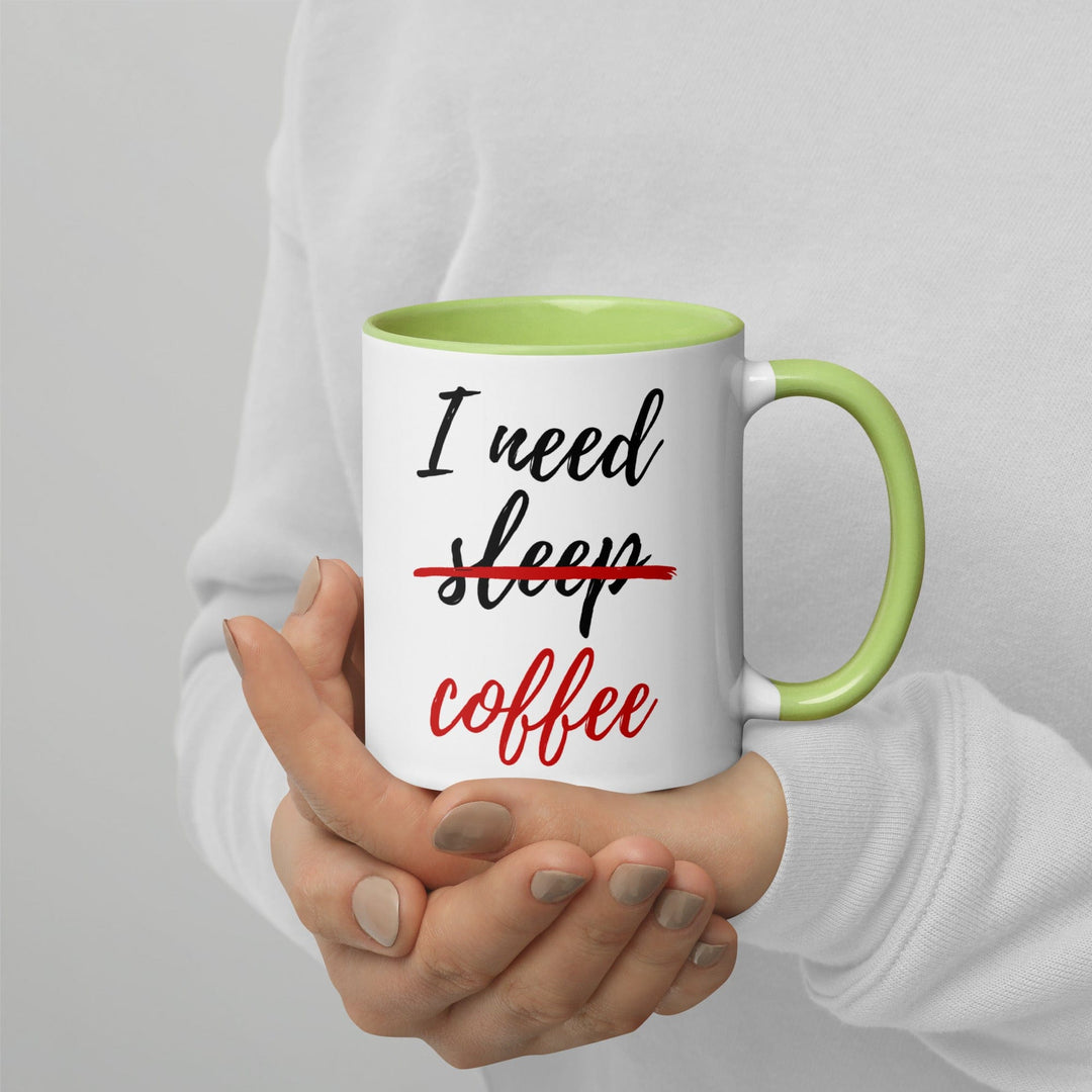 Lisslune | I Need Coffee not Sleep Mug with Colored Interior