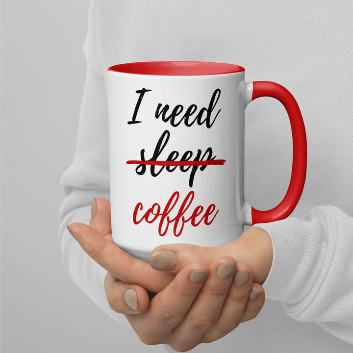 Lisslune | I Need Coffee not Sleep Mug with Colored Interior