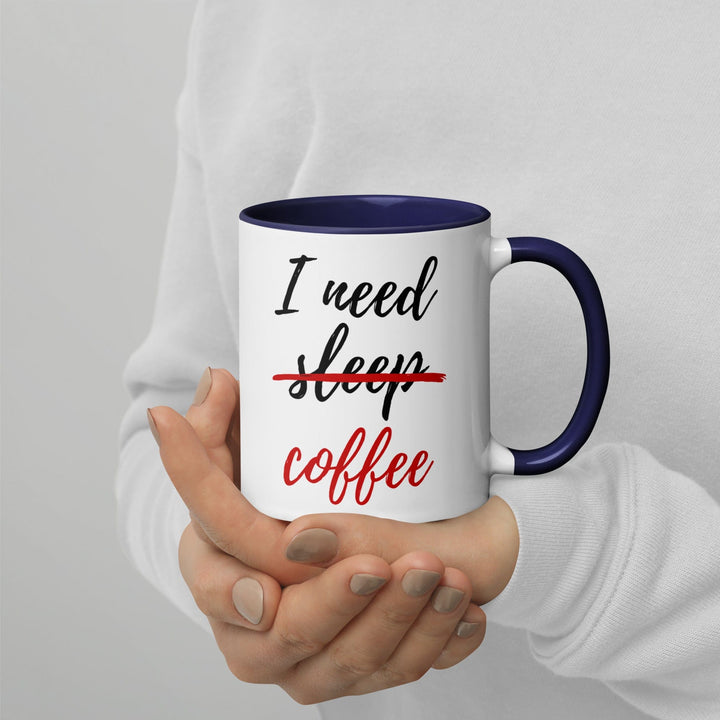 Lisslune | I Need Coffee not Sleep Mug with Colored Interior