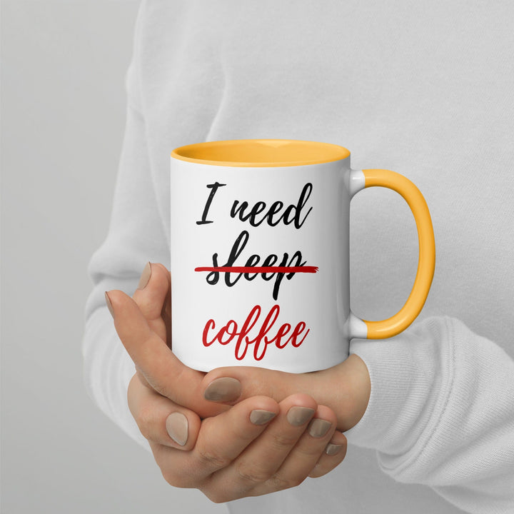 Lisslune | I Need Coffee not Sleep Mug with Colored Interior