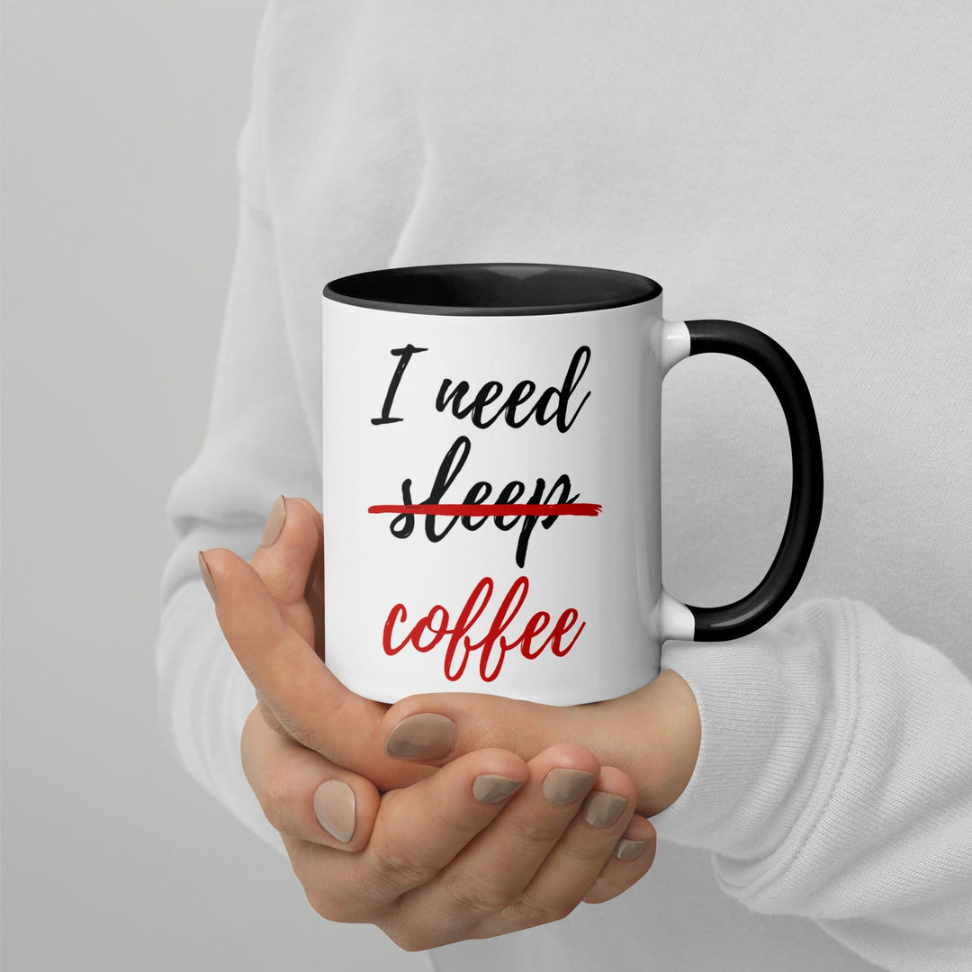 Lisslune | I Need Coffee not Sleep Mug with Colored Interior