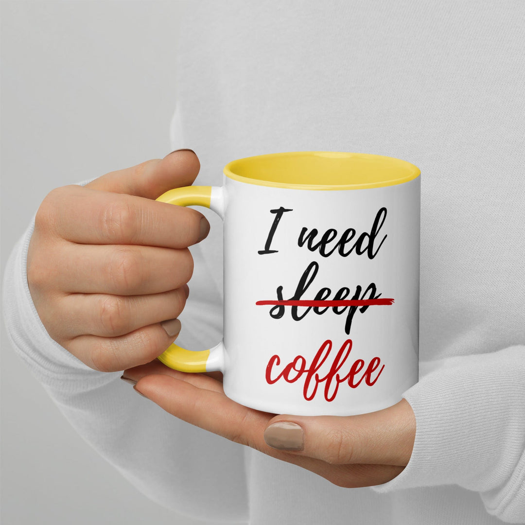 Lisslune | I Need Coffee not Sleep Mug with Colored Interior