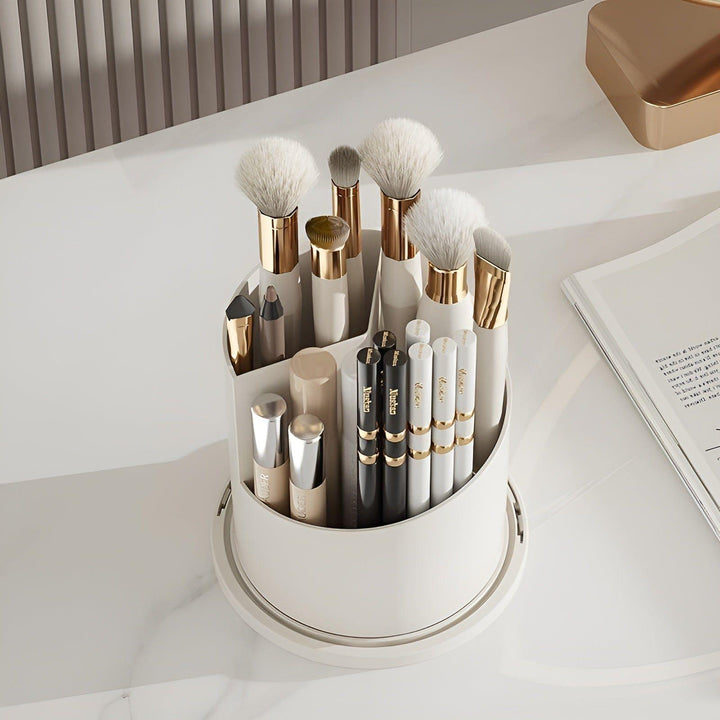 Lisslune | Beauty SpinMate – 360° Rotating Makeup Brush Holder & Cosmetic Organiser with Dustproof Lid