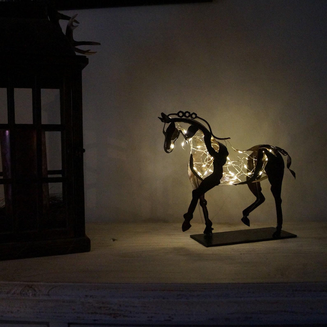 Lisslune | RustGlow - Abstract Rust Horse Sculpture with LED Light