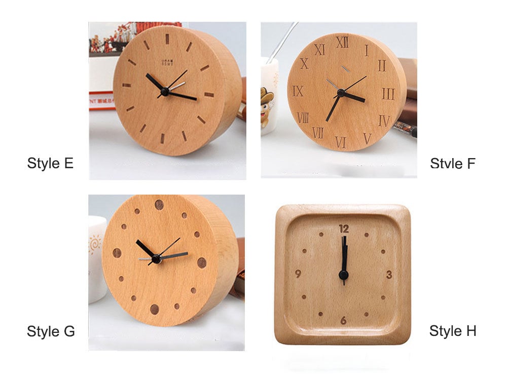 Lisslune | Beech Wood Alarm Clock Small, No Screen Minimalist Desk Clock, Nightstand Clock, Gift for Him
