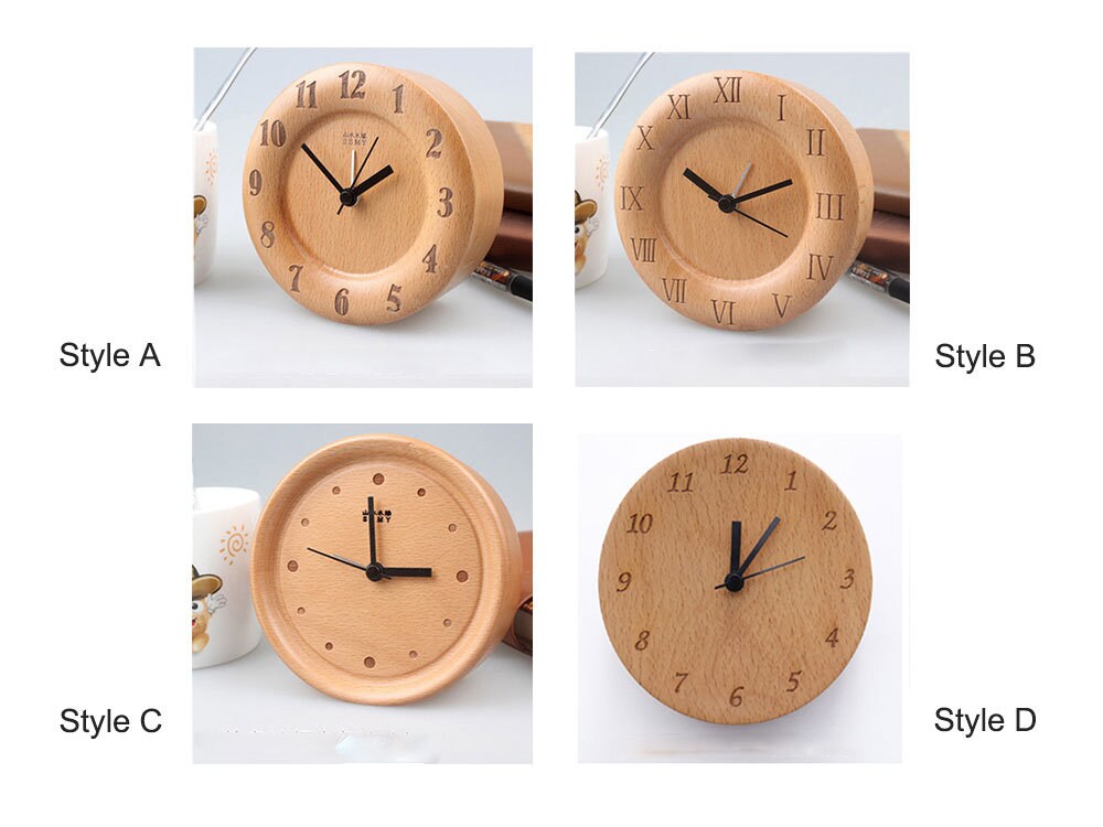 Lisslune | Beech Wood Alarm Clock Small, No Screen Minimalist Desk Clock, Nightstand Clock, Gift for Him