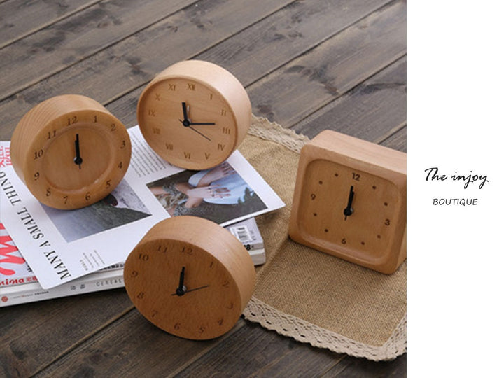 Lisslune | Beech Wood Alarm Clock Small, No Screen Minimalist Desk Clock, Nightstand Clock, Gift for Him
