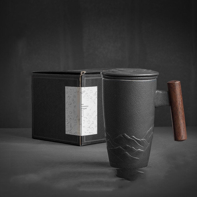 Lisslune | Large Cup, Ceramic Tea Cup with Lid. Large Tea Cup with Lid