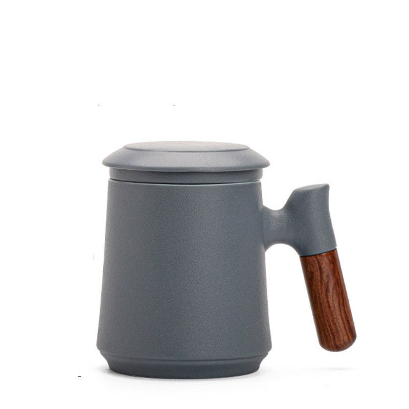 Lisslune | Japanese Ceramic Tea Mug Set with Tea Strainer and Lid, Handmade