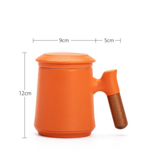 Lisslune | Japanese Ceramic Tea Mug Set with Tea Strainer and Lid, Handmade