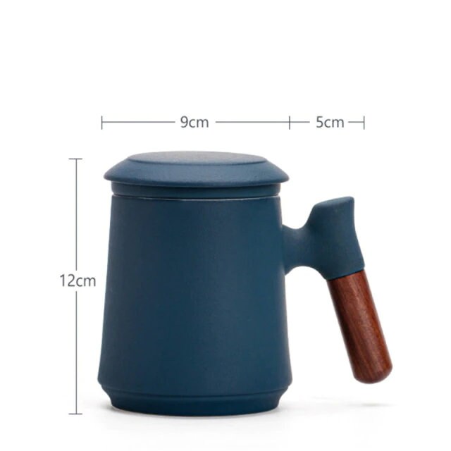 Lisslune | Japanese Ceramic Tea Mug Set with Tea Strainer and Lid, Handmade