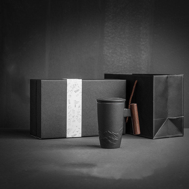 Lisslune | Large Cup, Ceramic Tea Cup with Lid. Large Tea Cup with Lid