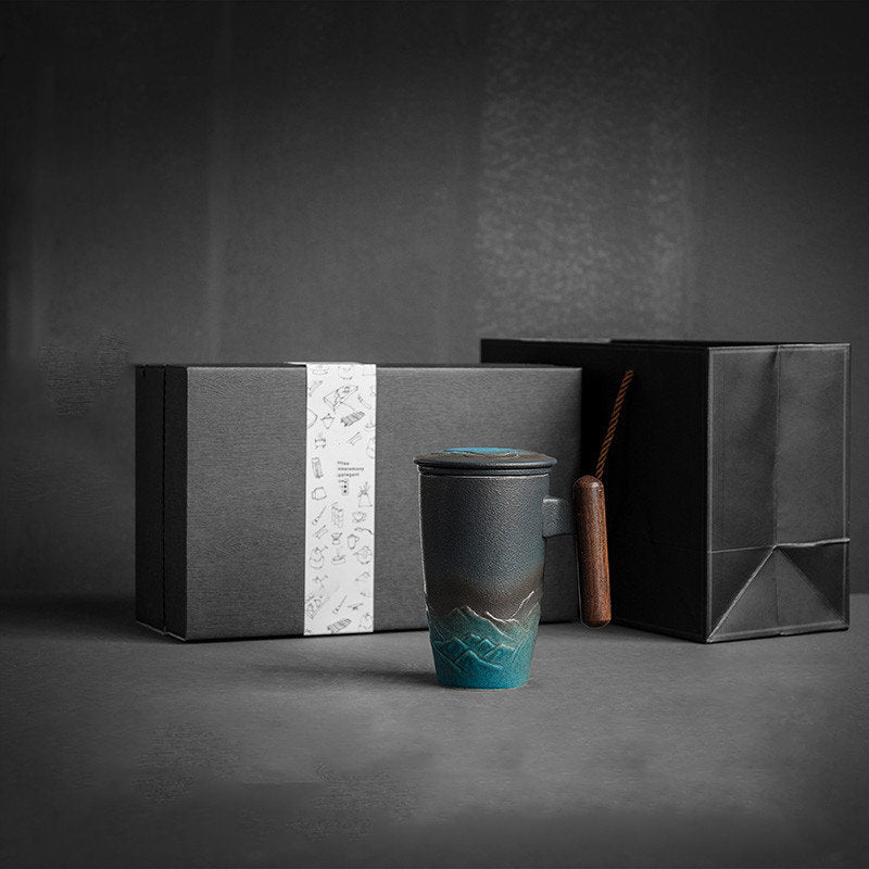 Lisslune | Large Cup, Ceramic Tea Cup with Lid. Large Tea Cup with Lid