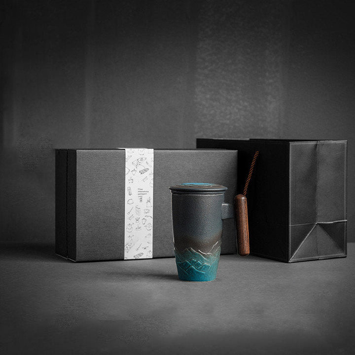 Lisslune | Large Cup, Ceramic Tea Cup with Lid. Large Tea Cup with Lid