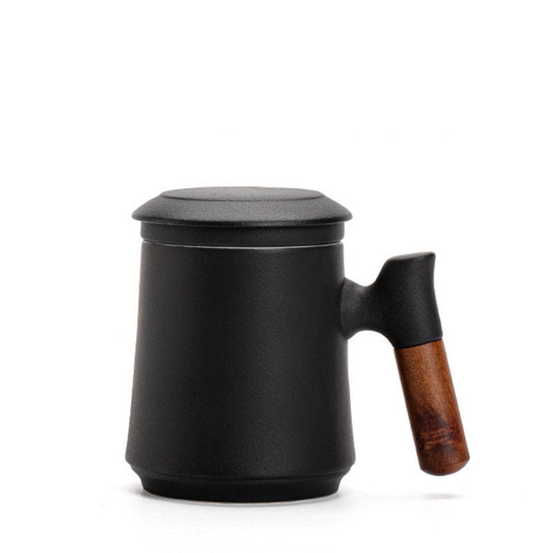 Lisslune | Japanese Ceramic Tea Mug Set with Tea Strainer and Lid, Handmade