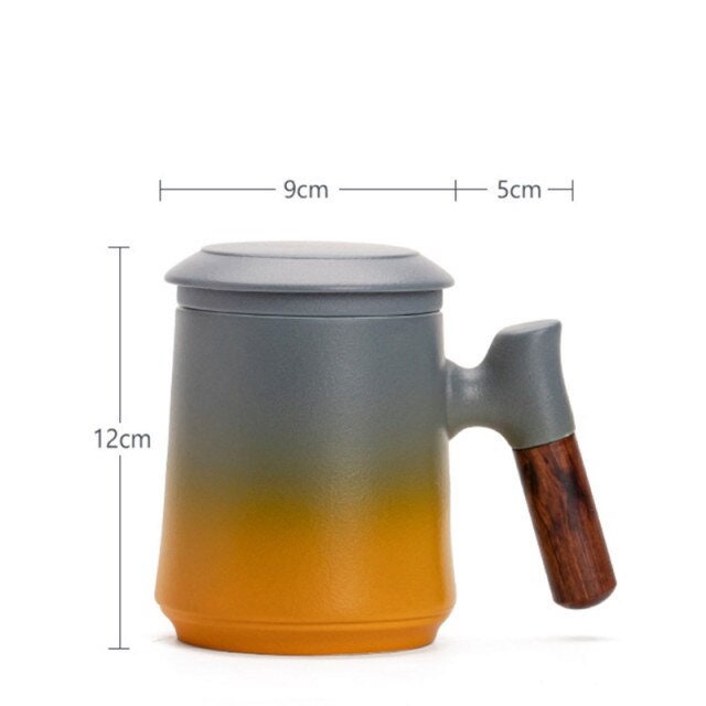 Lisslune | Japanese Ceramic Tea Mug Set with Tea Strainer and Lid, Handmade