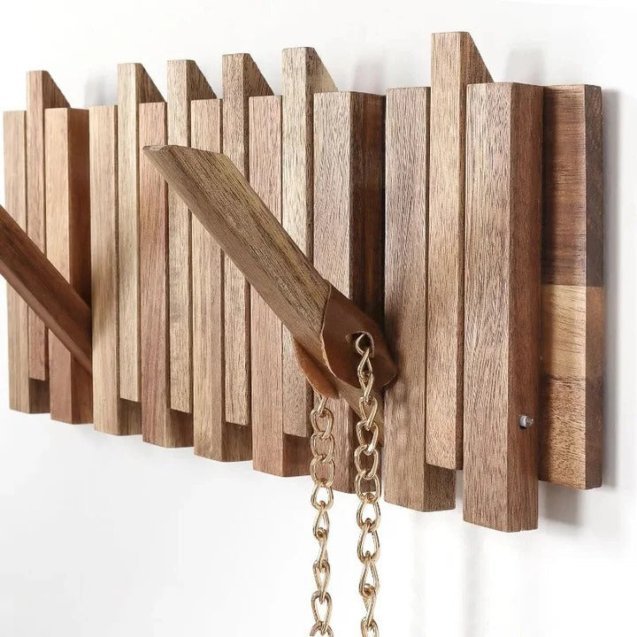 Lisslune | Rustic Wall-Mounted Coat Rack with 8 Flip Hooks