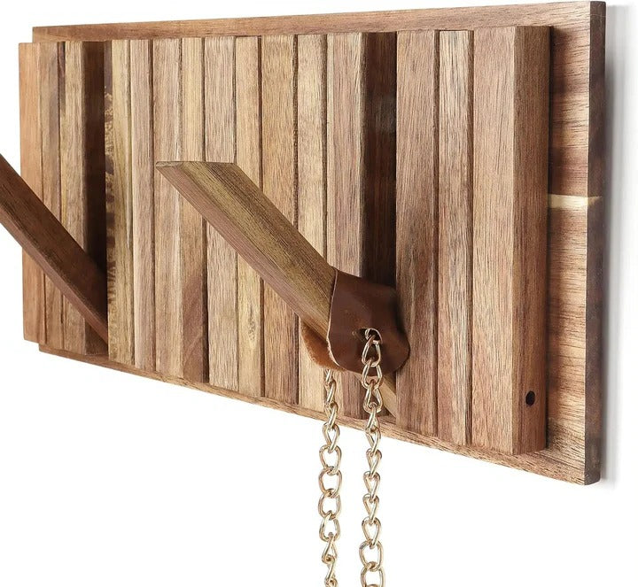 Lisslune | Rustic Wall-Mounted Coat Rack with 8 Flip Hooks