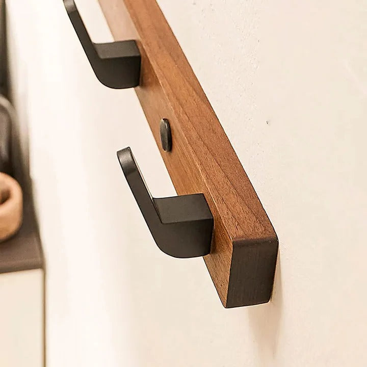 Lisslune | Minimalist Wall-Mounted Coat Hook with Wood & Metal Coat Holder