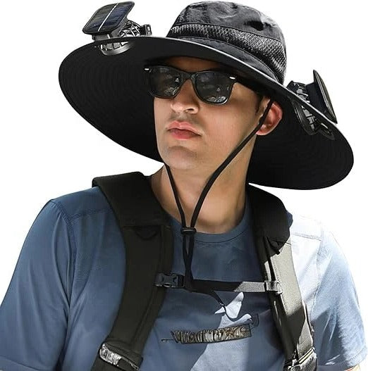 Lisslune | Lightweight Breathable Cooling Sun Hat for Men with Dual Fan & Solar Power