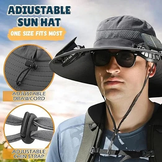 Lisslune | Lightweight Breathable Cooling Sun Hat for Men with Dual Fan & Solar Power