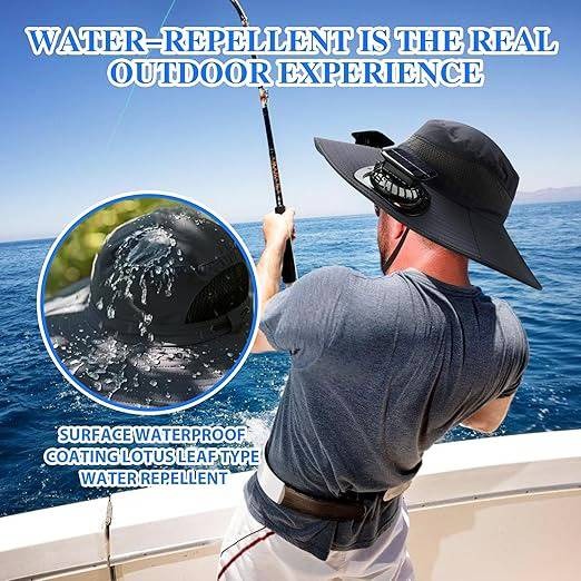 Lisslune | Lightweight Breathable Cooling Sun Hat for Men with Dual Fan & Solar Power