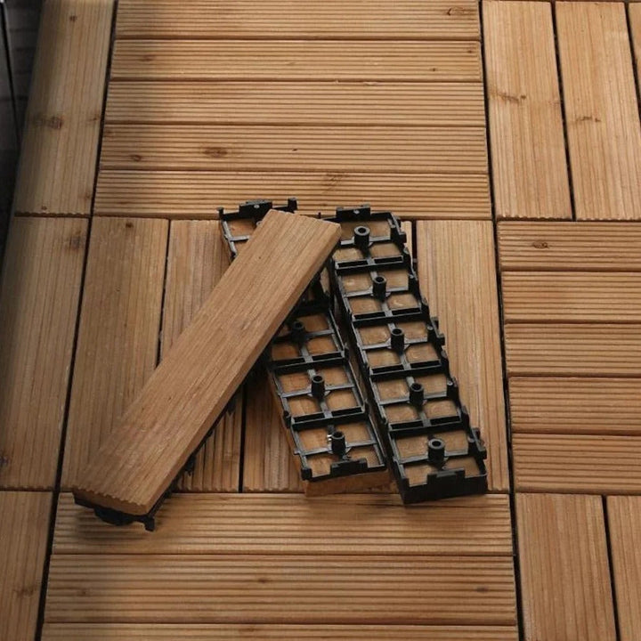 Lisslune | Interlocking Outdoor Patio Wood Flooring Deck Tiles 27Pcs