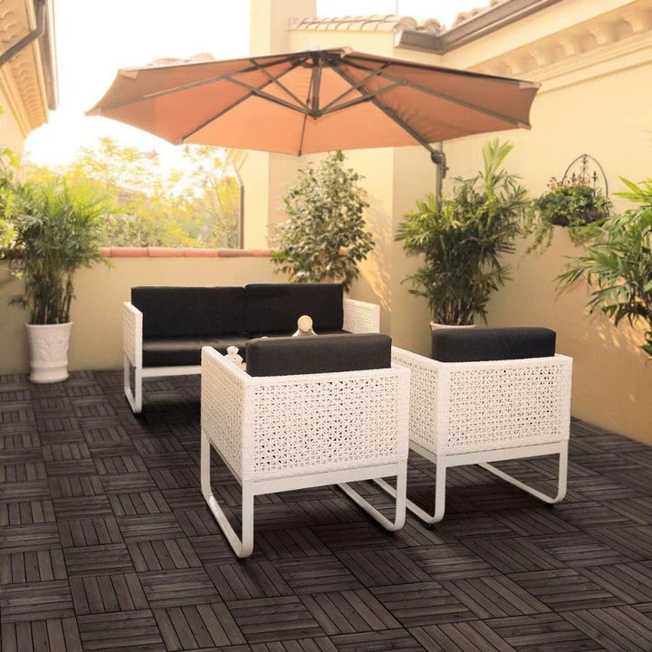 Lisslune | Interlocking Outdoor Patio Wood Flooring Deck Tiles 27Pcs